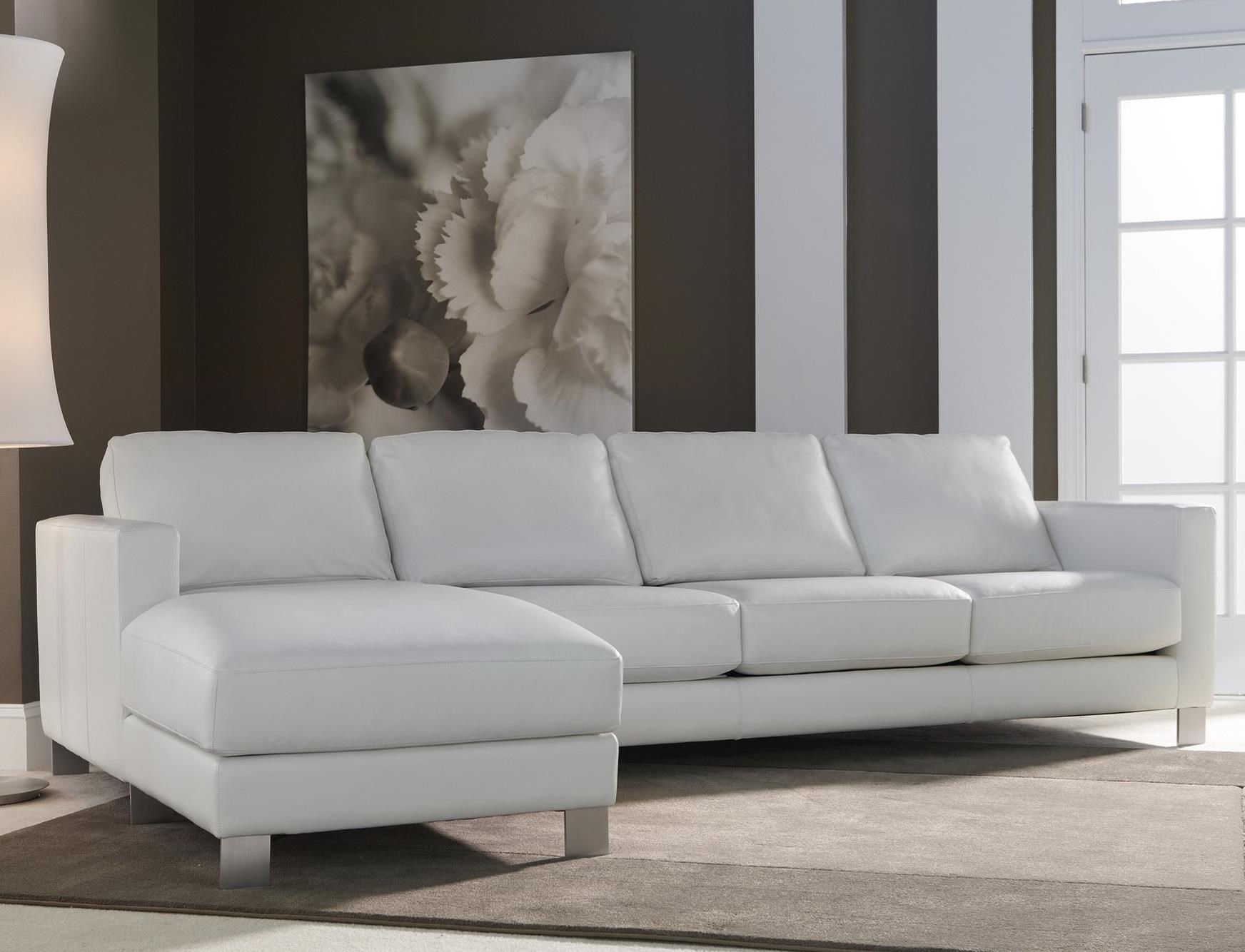 American Leather Alessandro Contemporary Sofa with Chaise and Metal